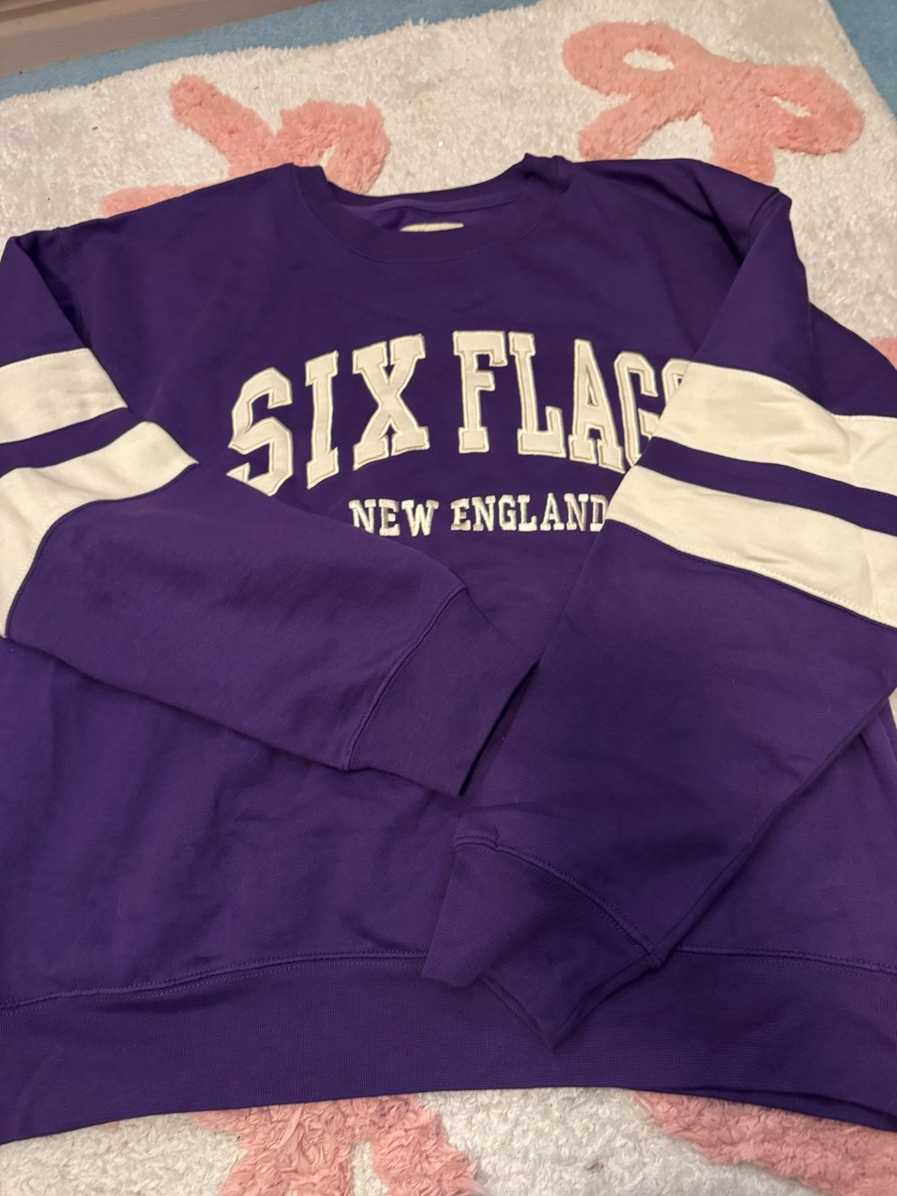 SIX FLAGS New England Purple Varsity Sweatshirt